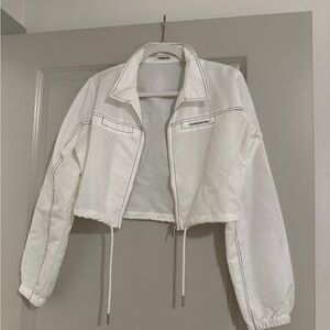 Maniere De Voir White Crop Jacket